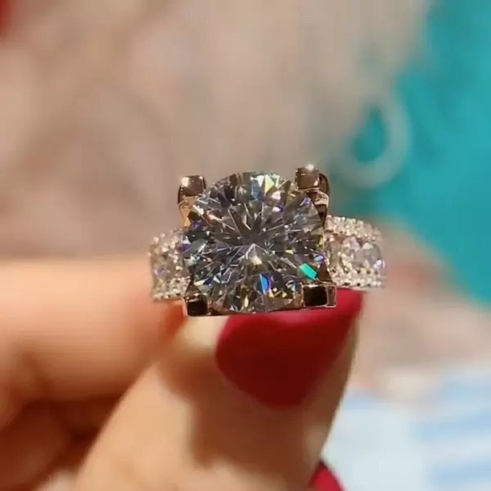 💞 Crystal Pure Zircon Rose Gold Luxury Chunky Ring for Women, UNVN12256